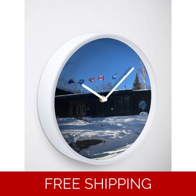 Clock Black natural Bamboo Wood Building Winter 2020